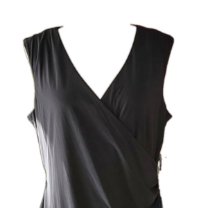 Luxe by Carmen Marc Valvo Black Faux Wrap Formal Dress Size 16W